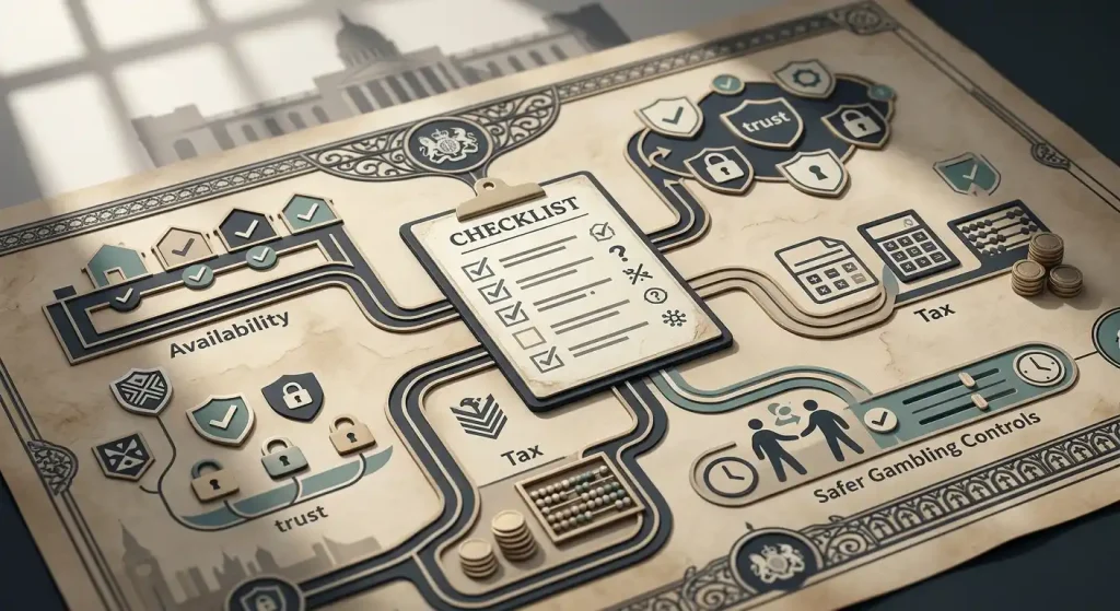 Conceptual map of UK online casino rules and licence checks